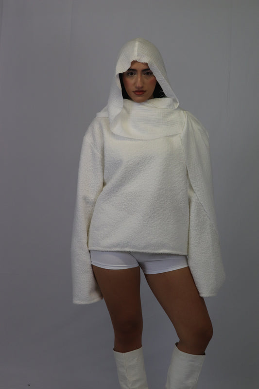 draped fleece sweater