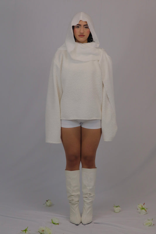 draped fleece sweater